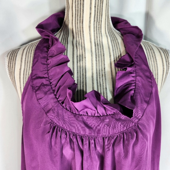 Elle Purple Ruffle Collar & Back Sleeveless Racerback Tunic Top Size XLarge - Picture 2 of 8